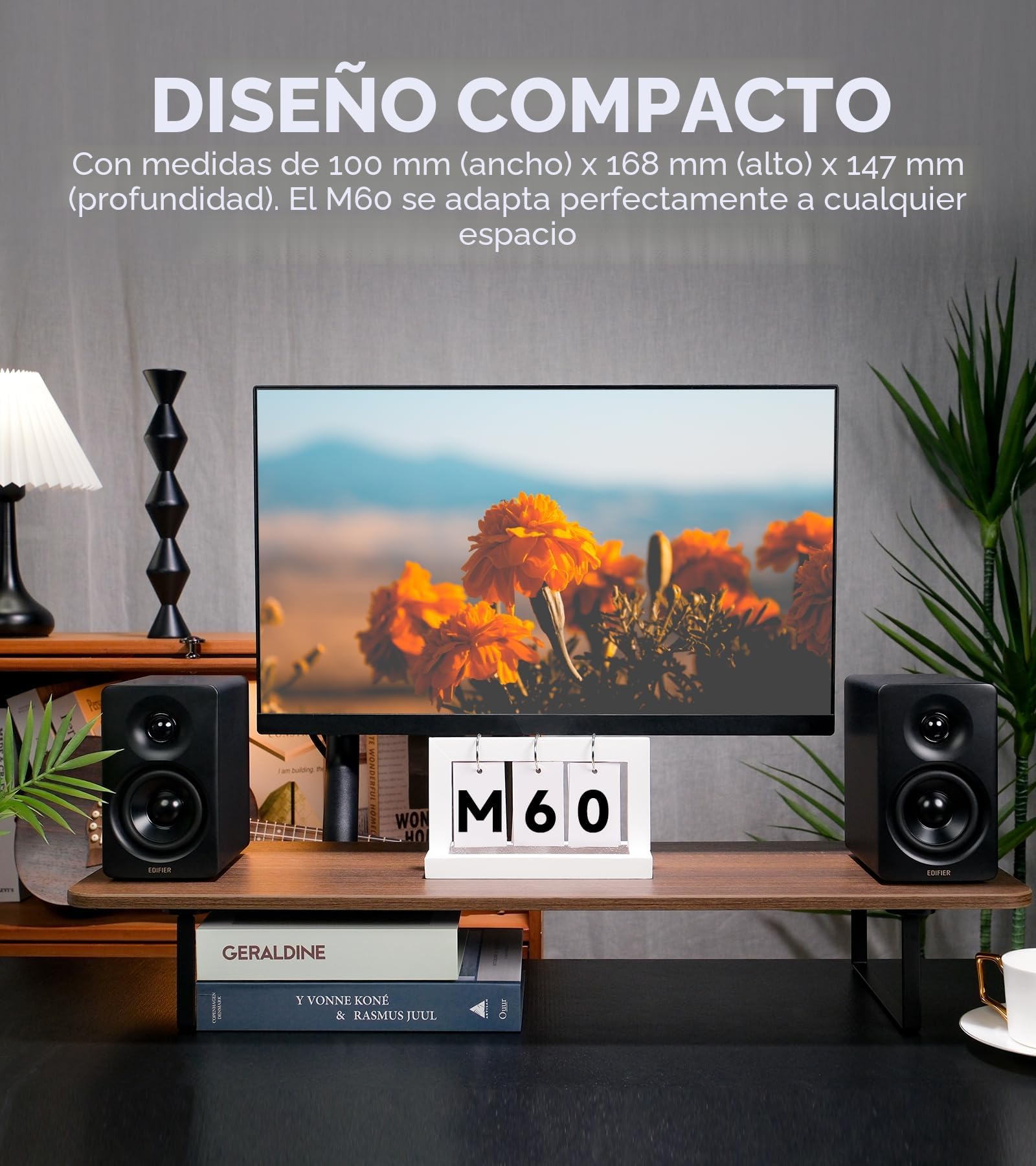 Edifier M60 Altavoz Multimedia Bluetooth 5.3 | 66W RMS, Hi-Res Audio Wireless, LDAC | 3" Woofer + 1" Tweeter | USB-C/AUX | Diseño Compacto para PC/Escritorio-Negro