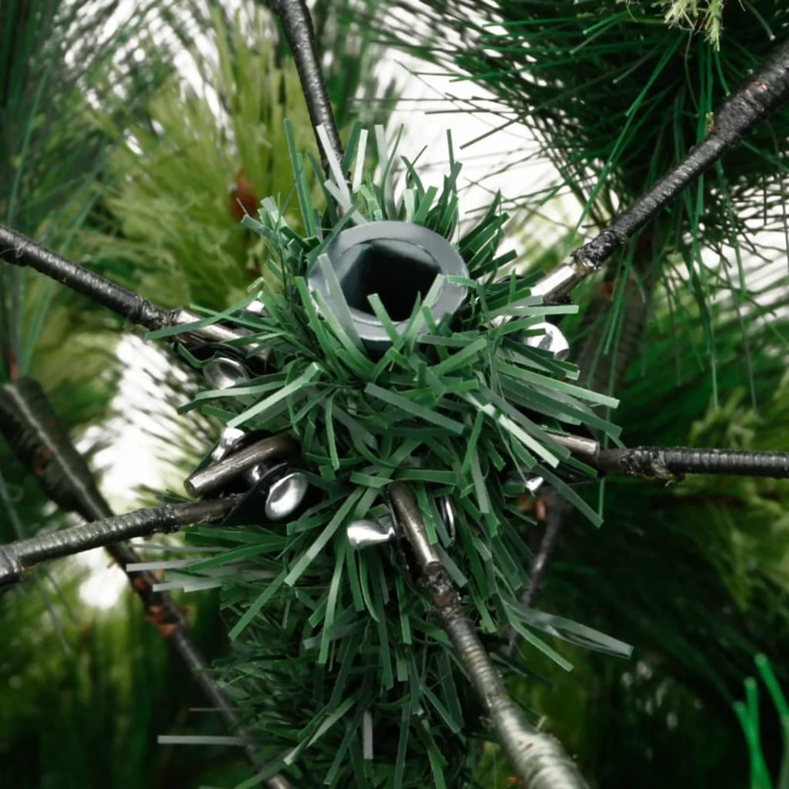 Homgoday Künstlicher Weihnachtsbaum mit Ständer, 150 cm, Tannenbaum mit Metallständer, saisonale Dekoration für drinnen und draußen, Heim- und Gartendekoration