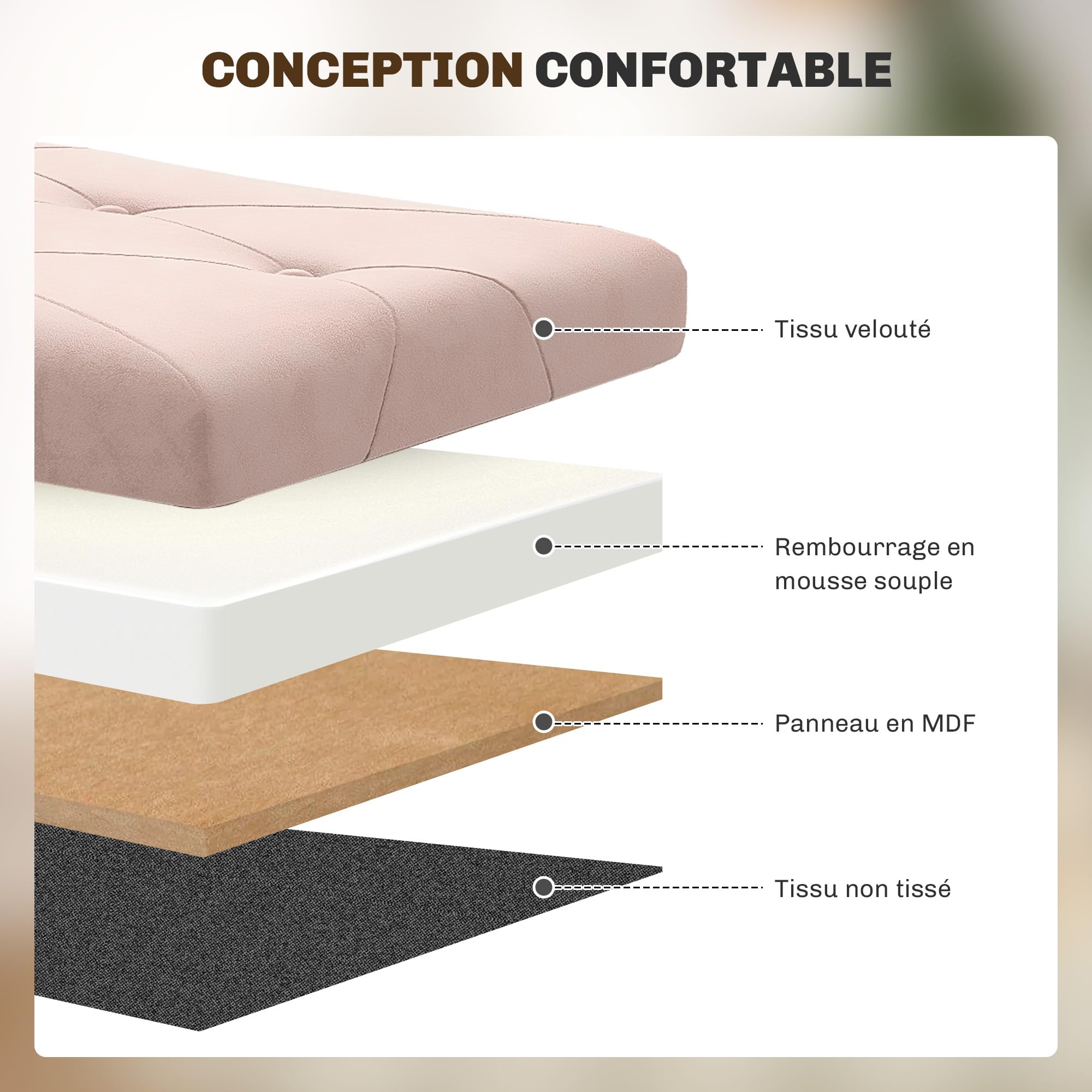 HOMCOM Banc de Rangement, Bout de lit, Pliable, 76 x 38 x 38 cm, Volume 67 L, capacité de Charge 120 kg, avec Couvercle, pour Chambre, Couloir, Salon, Rose
