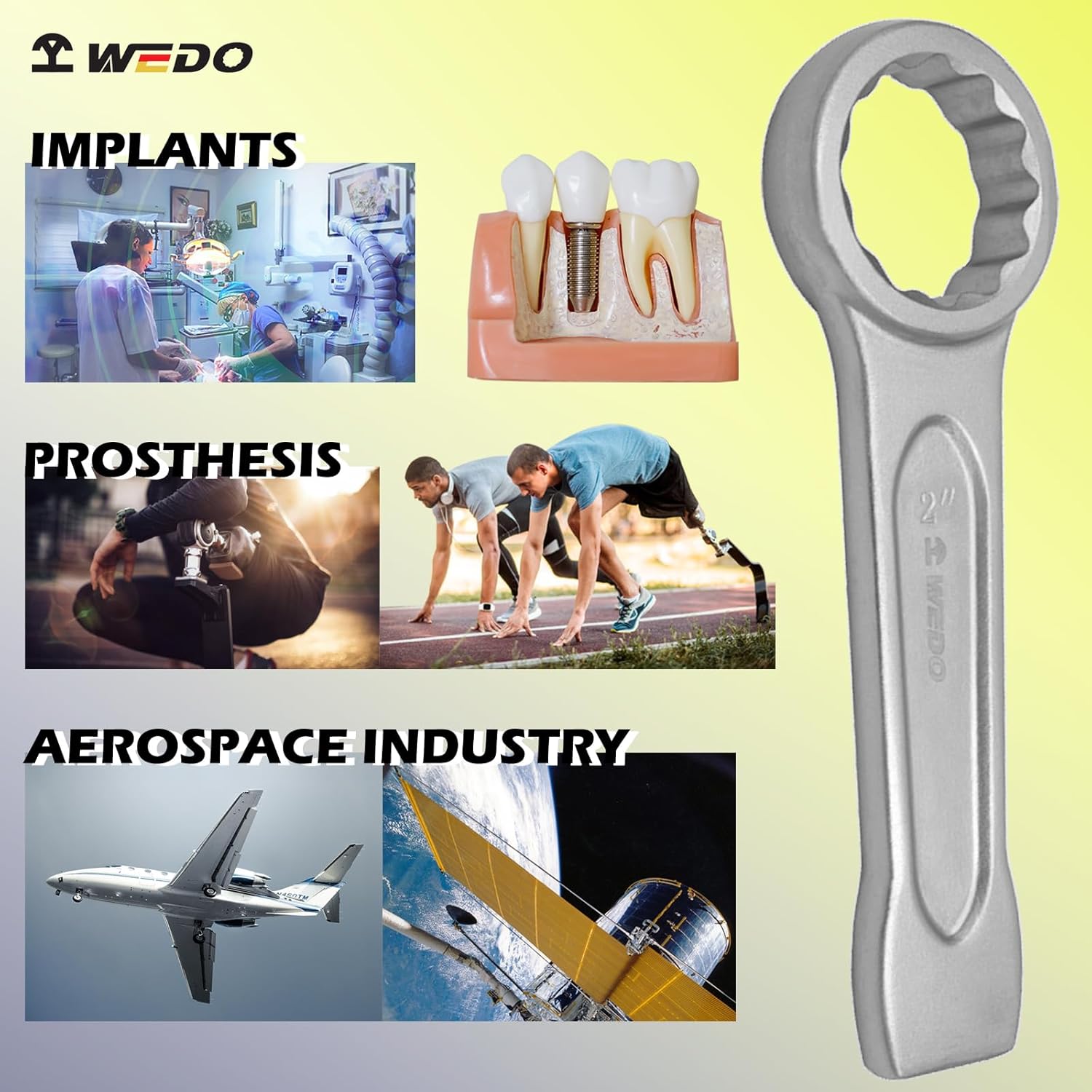 WEDO Box End Striking Ring Wrench,Slogging Ring Spanner,Titanium,Light Weight, Non-Magnetic,Rust-Proof,Die-Forged,Corrosion Resistant,DIN7444,Size22mm,Length155mm
