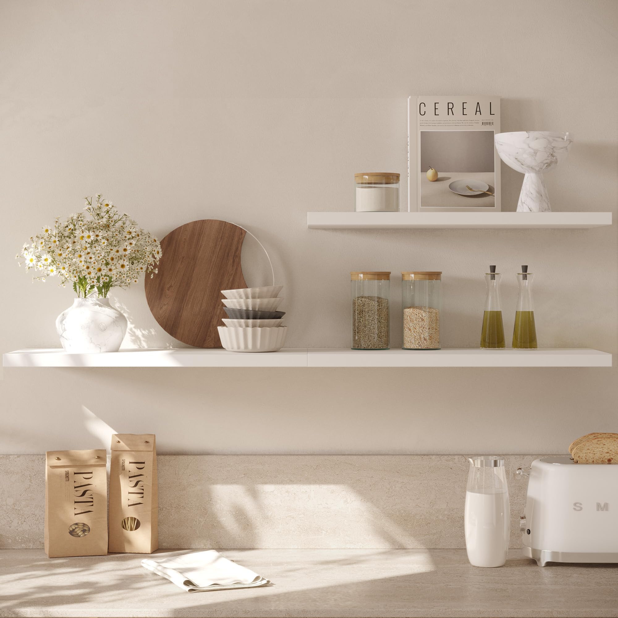 Amazon.com: JPND Wall Shelf Set of 2, White Floating Shelves 30 in