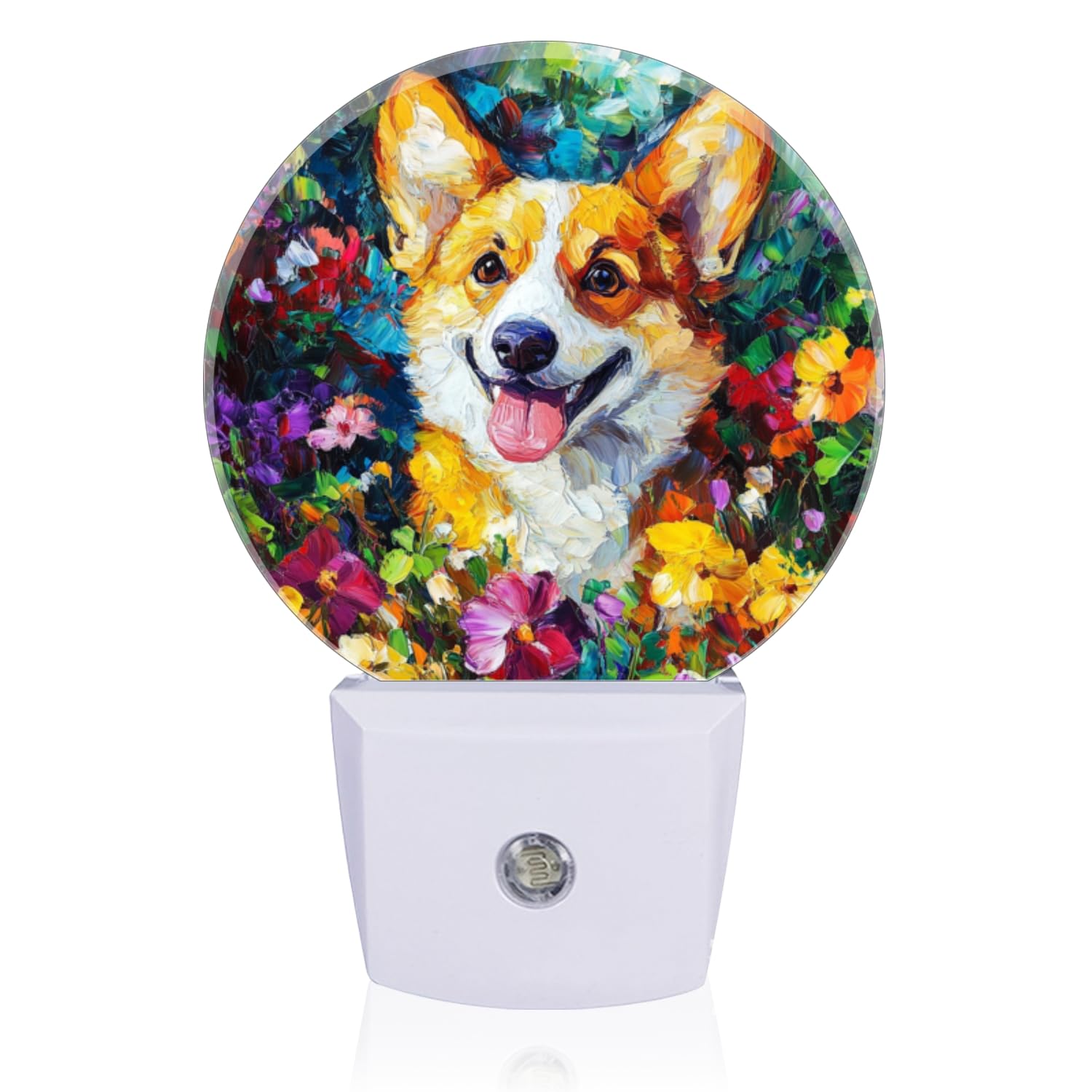 Mearafois LED Night Lights Lamp with Dusk to Dawn Sensor Corgi in Flower - Filled Delight Night Light