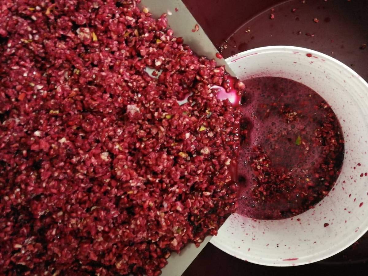 Vinagre de granada agridulce natural con acetificación espontánea lenta