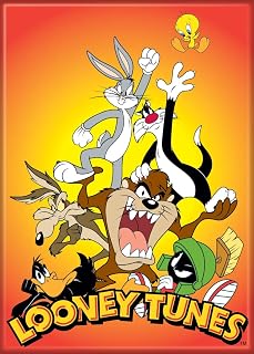 Ata-Boy Looney Tunes Group Circle 2.5" X 3.5" Magnets for Refrigerators and Lockers