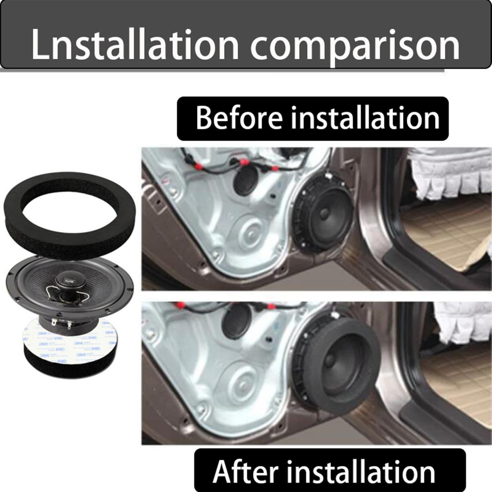 4Pcs 6.5 Foam Speaker Enhancer Kit - Self Adhesive Bass Blocker Rings For Ca