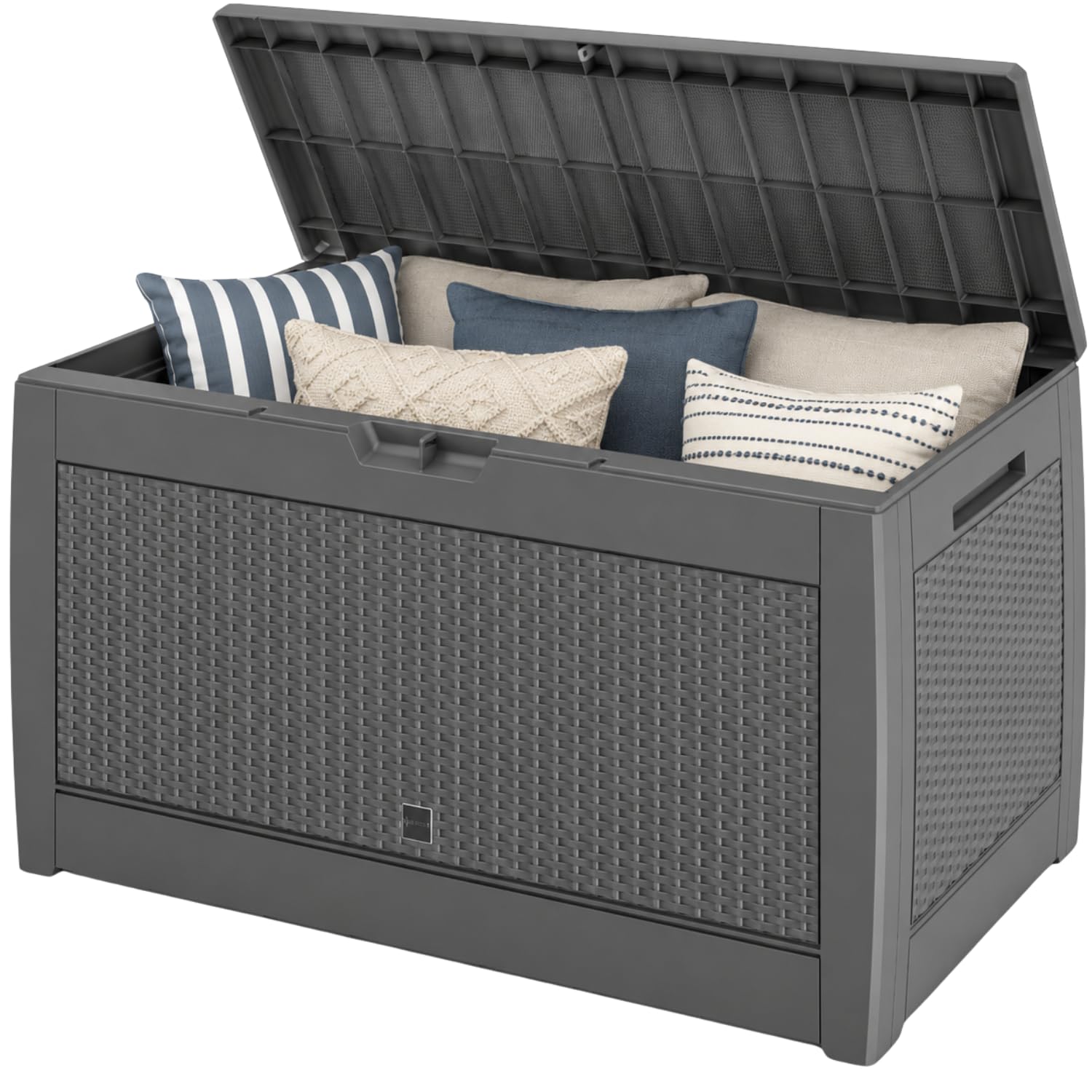 Casaria Rattan Effect | Grey Casaria® 310L Waterproof Garden Storage Box | Plastic Storage Box With Lid | Storage Boxes With Lids | Parcel Deck Box Lockable Storage Boxes | Weather Resistant | 119X48x60cm |