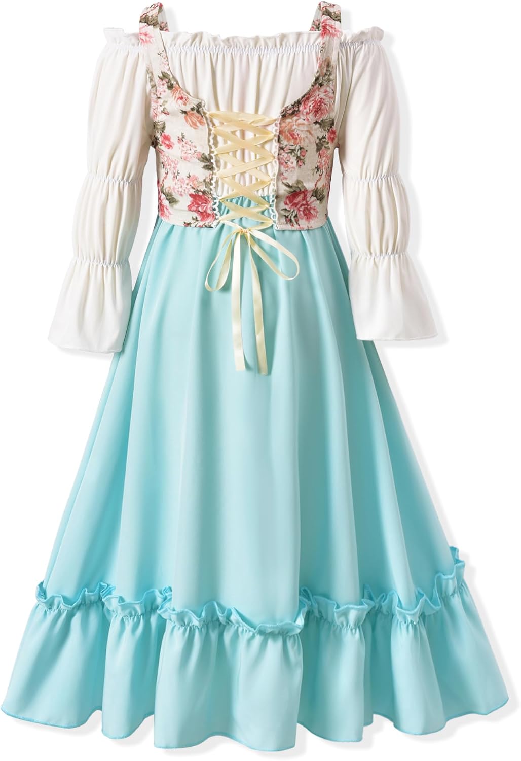 fioukiay Girls Renaissance Dress Off Shoulder Puff Sleeve Girls Medieval Dress 4-12 Years