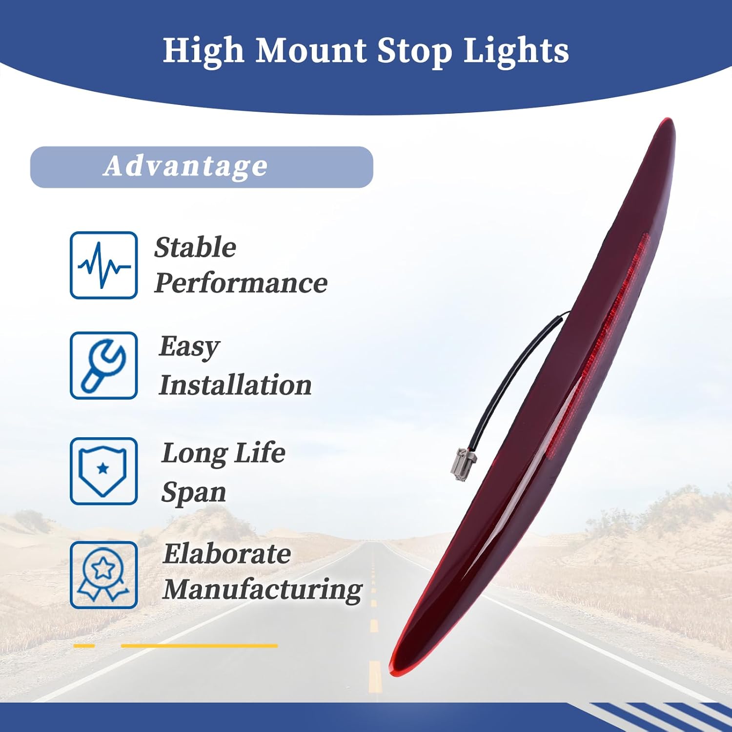 Rear Stop Light LED High Mount Stop Light 3rd Brake Lamp Waterproof 34270-SDA-A11 34270-SDA-H11 Compatible with Honda Accord 2006 2007