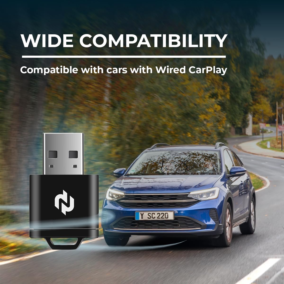 N Wireless CarPlay Adapter for Factory Wired CarPlay Cars – Convert Wired Apple CarPlay to Wireless, 5GHz Fast & Stable Connection, Plug & Play USB Dongle, Auto-Reconnect, Smooth Audio & Navigation