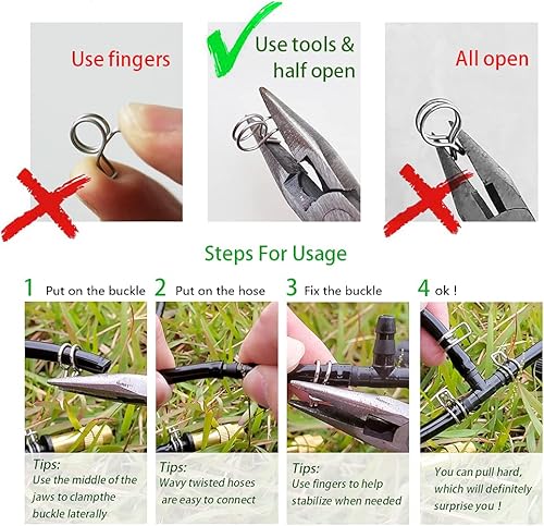 Miniatura 5 de Heeqinn Abrazadera de manguera de riego de 14", firme y a prueba de fugas, fácil de instalar, solución para fugas de conector de kit de riego por