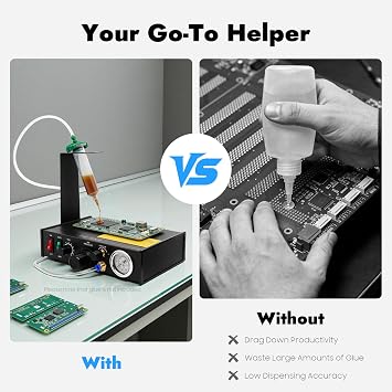 982 Semi Automatic Glue Dispenser, 110V AC Solder Paste Controller Adhesive Dispenser with Automatic & Manual Operations, Timer Controlled