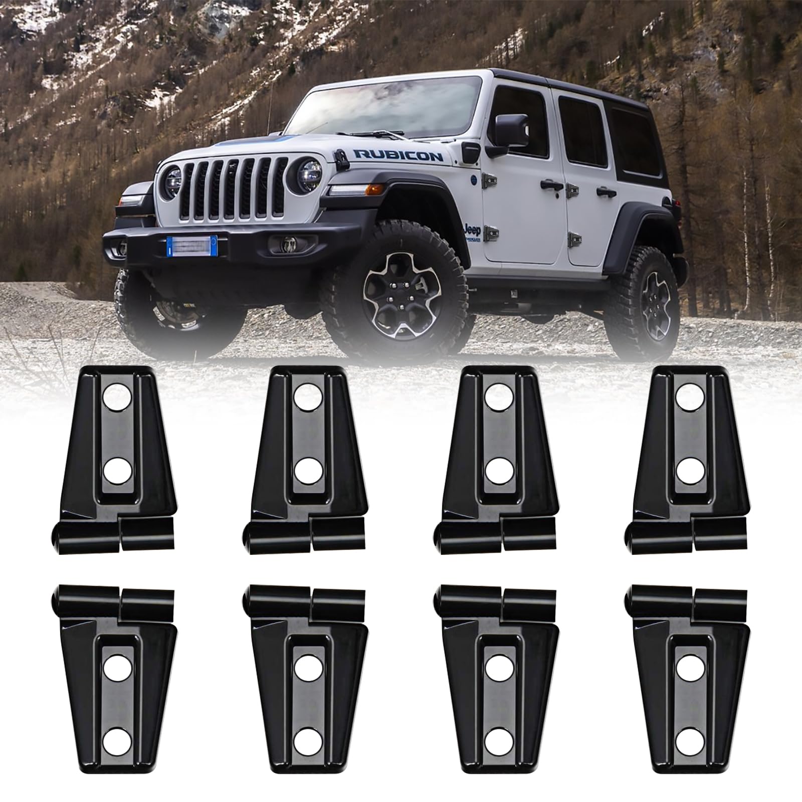 Globled 8PCS Door Hinges Compatible with Jeep Wrangler, Door Hinge Cover Trim Exterior Accessories for Jeep Wrangler JK Unlimited 4-Door 2007-2018 (Black)