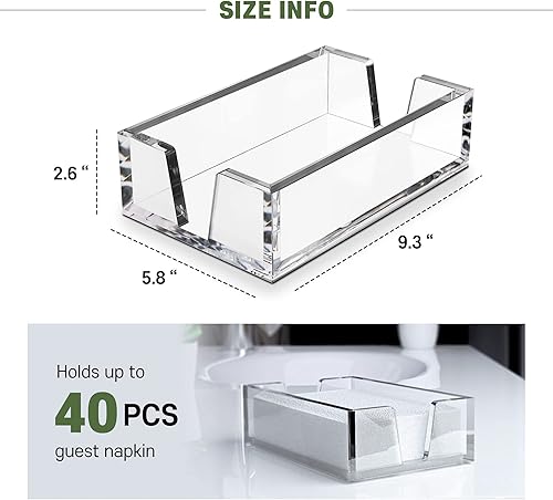 Miniatura 3 de LEVIMETREE Servilletero de acrílico para baño, cocina o mesa de comedor, bandeja para toallas de invitados para baño, mesa decorativa para mesa de