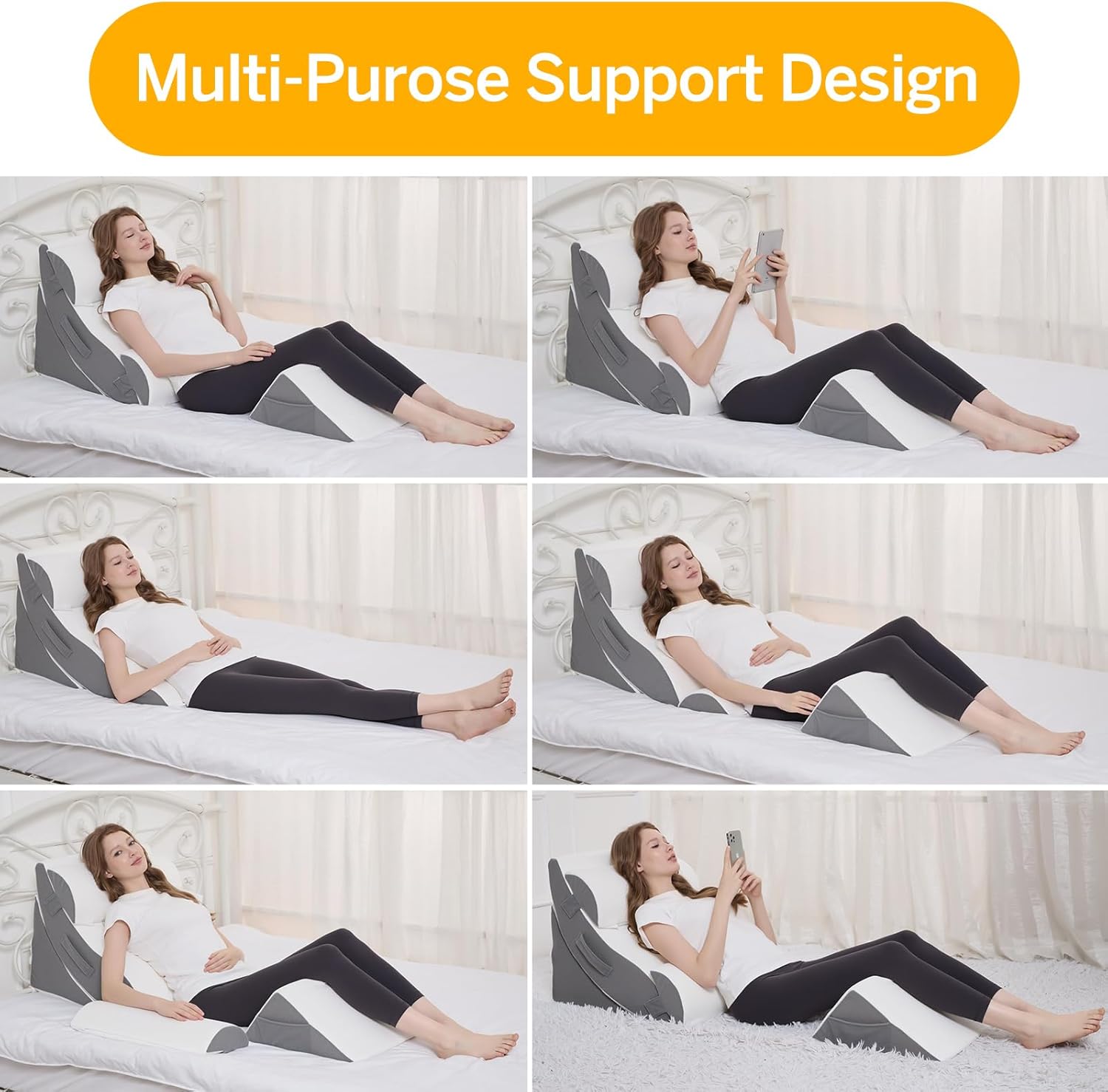 (missing the leg pillow). Wedge Pillow Set for After Surgery – 5PCS Orthopedic Bed Wedge Pillow Set for Sleeping, Body, Back and Leg Pain Relief Comfortable & Adjustable Support Pillows-Anti Snoring (Grey)