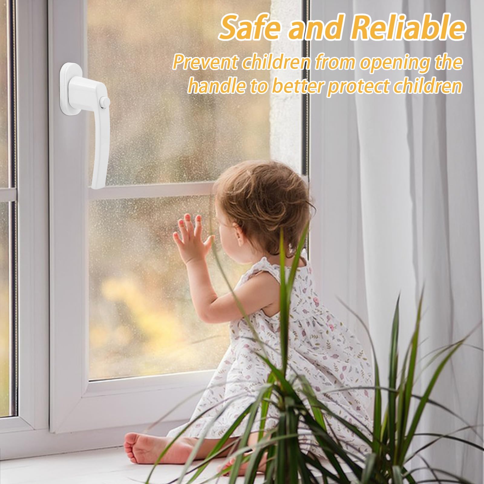 4 maniglie per finestra con serratura, chiusura per finestra con bottone, in alluminio, per finestre di sicurezza per bambini, serratura per finestra, maniglia per porta della terrazza, maniglia di