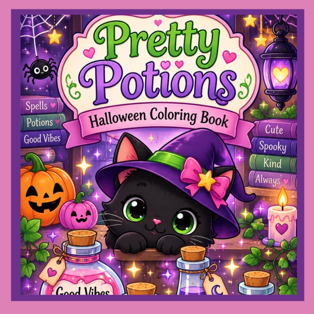 Pretty Potions Halloween Coloring Book for Kids and Adults