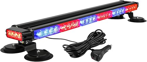ASPL - Barra de luz estroboscópica de 75 cm, 54 LED, doble cara, intermitente, de alta intensidad, luz estroboscópica con base magnética para