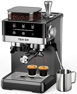 TENKER Espresso Machine with Grinder, 20 Bar Coffee Machine with Milk Frother for Home, All-in-One Stainless Steel Coffee Maker to Make Latte, Cappuccino, Hot or Cold Brew Iced Coffee, Americano - Amazon product rated Grade B
