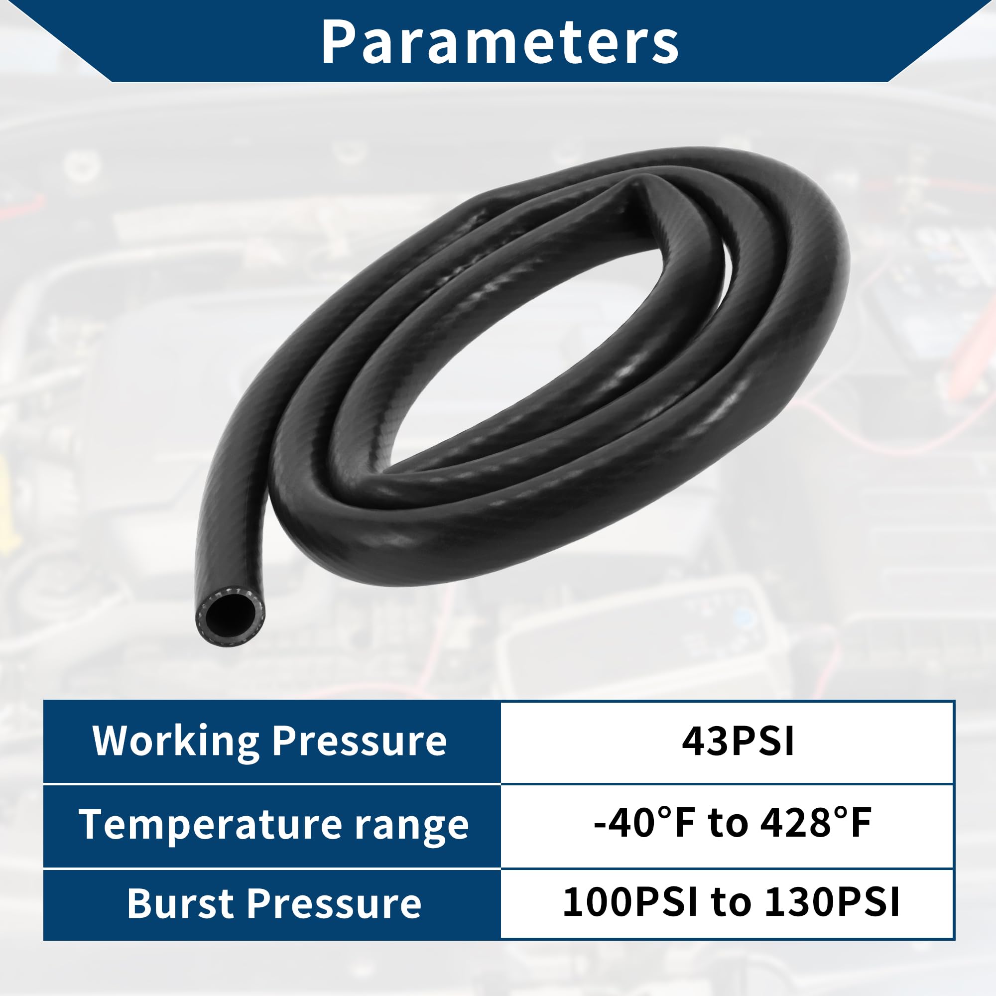 Tubo in Silicone per Aspirazione Automobilistica Linea di Aspirazione ad Alta Temperatura 4.9Ft 9/16" 14mm ID 3mm Spessore 1 Pezzo Nero 130PSI Pressione Massima