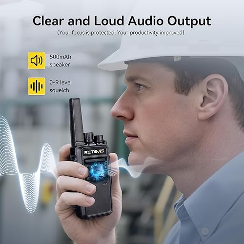 Miniatura 4 de Retevis RT68 Walkie Talkies recargables, radios portátiles de dos vías, paquete de 6 con cargador multibanda de seis vías, Walkie Talkie resistente