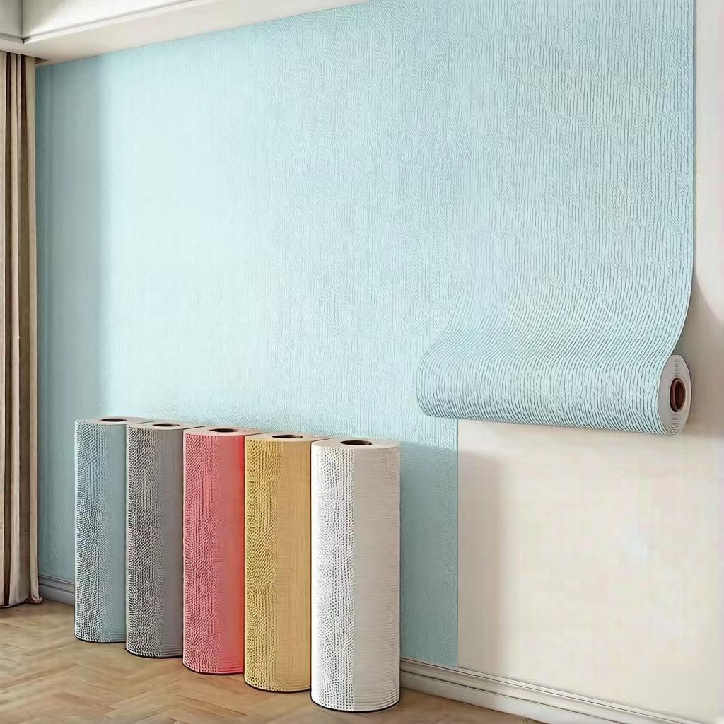 Self Adhesive Thermal Peel and Stick Wallpaper Roll,3mm Thick Grey White Insulating Textured Wall Covering for Bad Cold Walls of Kitchen Ceiling(Light Blue,L)