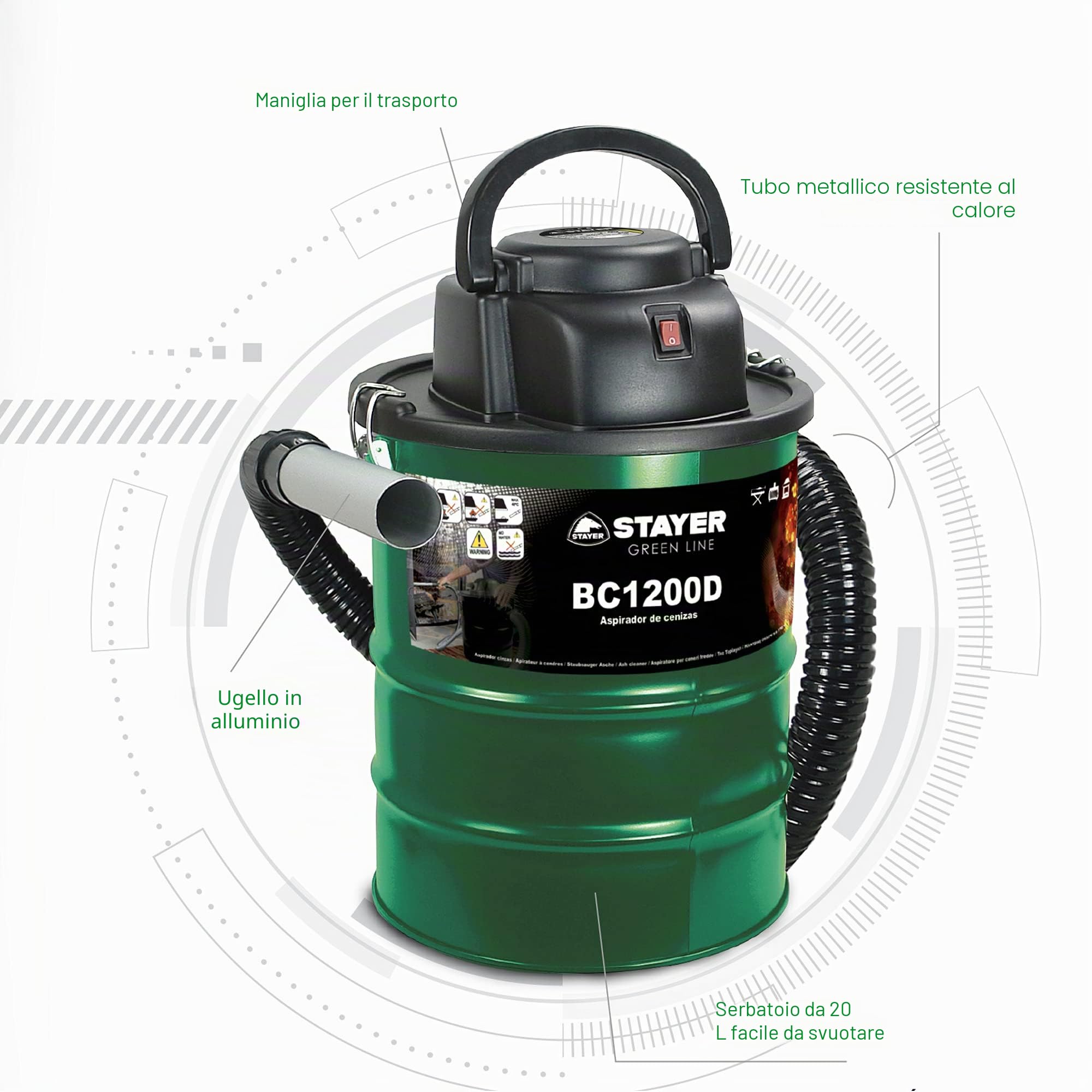 Stayer Bc 1200 D - Aspiratore Per Ceneri, Verde