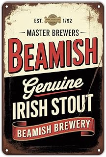 Beamish Irish Stout Beer Vintage Irish Beer Metal Sign for Garden & Yard Bar Porch Garage Home Bedroom Kitchen Decor Gift 8 x 12， easy to hang