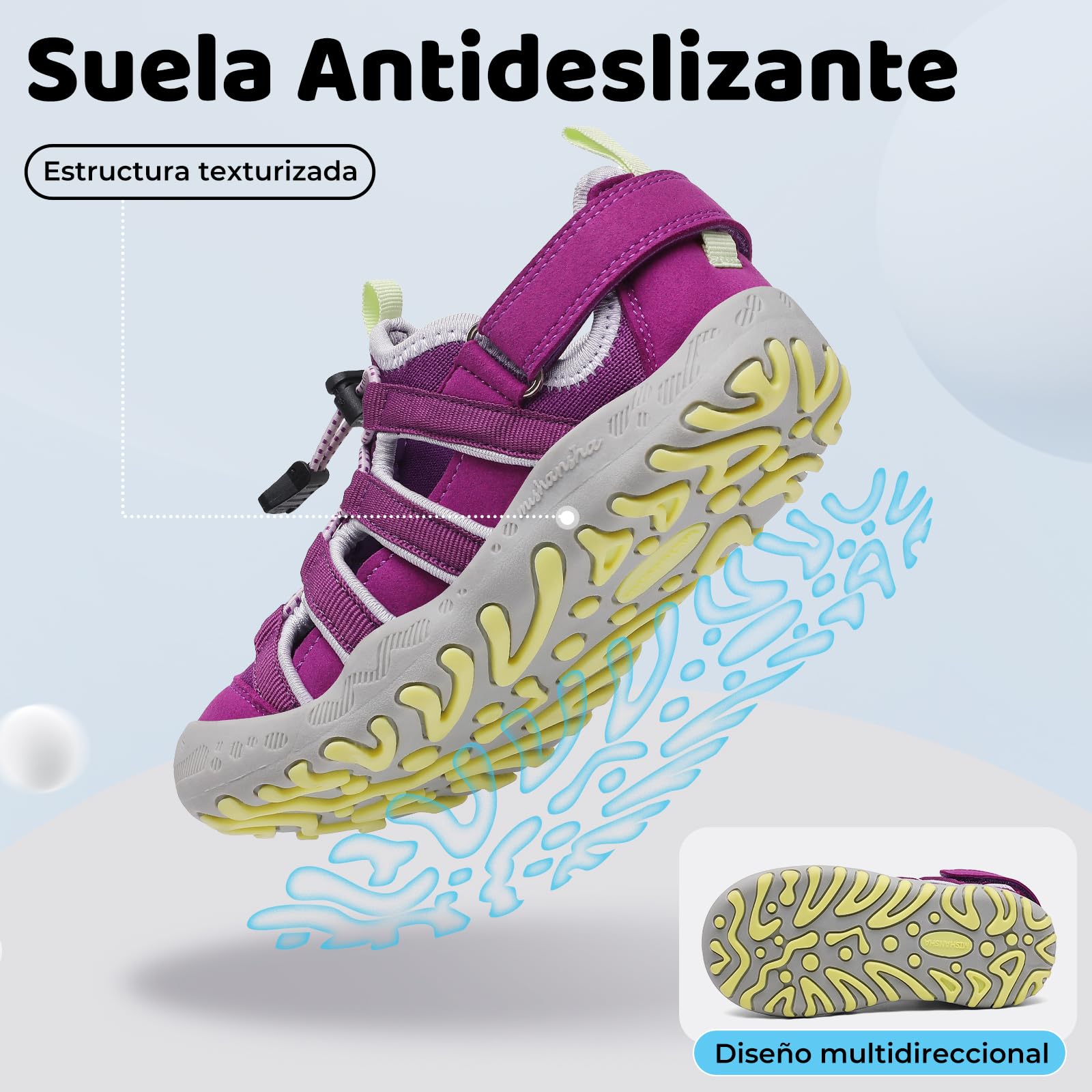 Mishansha Sandalias Deportivas para Niños con Puntera Cerrada Zapatos de Verano para Playa Senderismo Sandalias Tallas 26-38