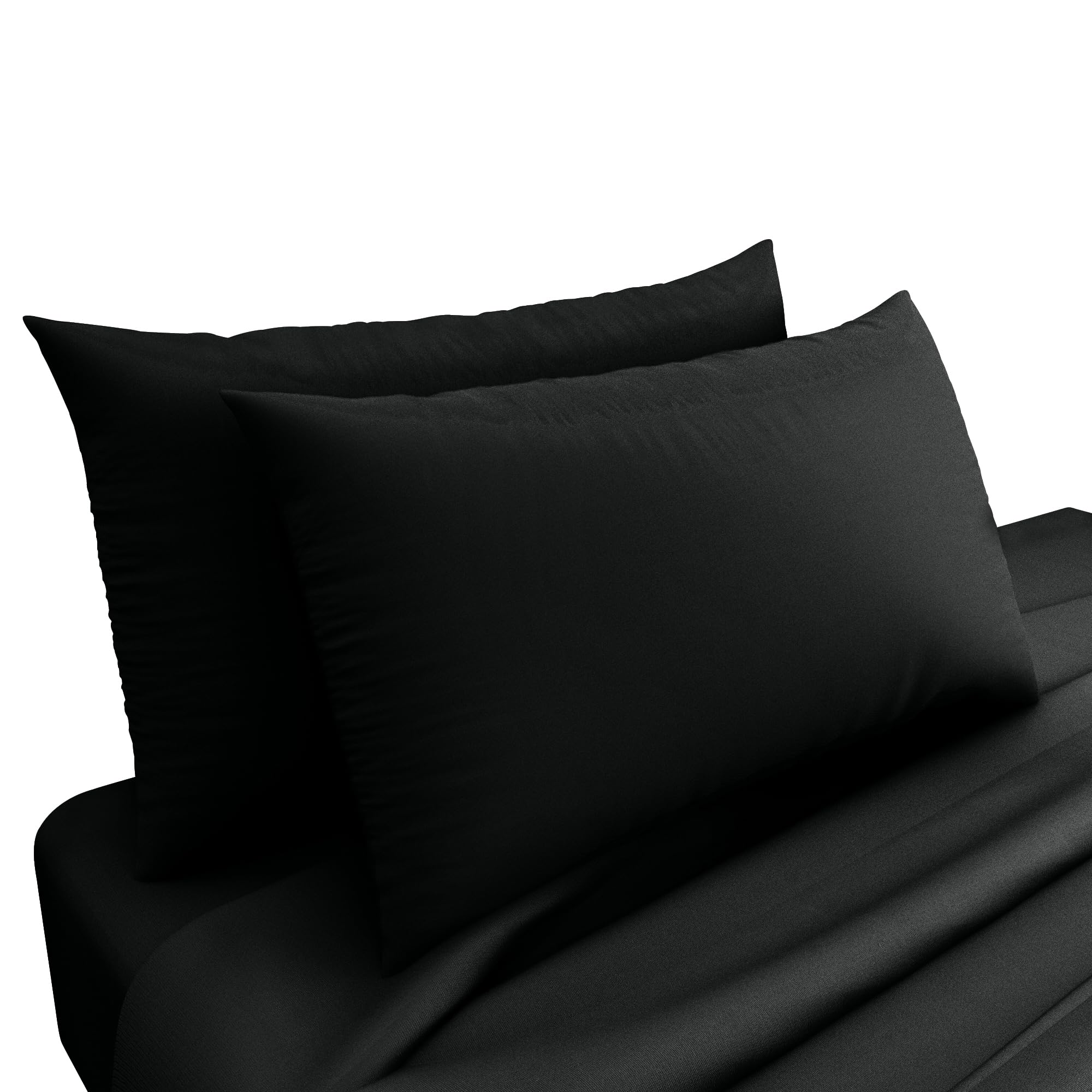 HOME ACE Black Poly Cotton Pillowcases Housewife Pillowcases 2 Pack Black, Envelope Closure Plain 100% Poly Cotton Pillow Cases 50 x 75CM