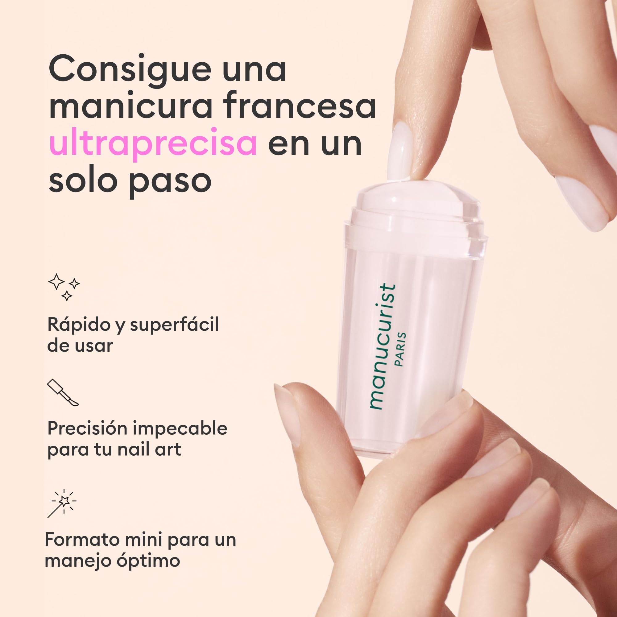 Manucurist Mani Stamper - Estampador en Silicona Transparente para Manicura Francesa Rápida - Herramienta ideal de Nail Art DIY – Estampado creativo de Diseño - Complemento para esmaltes y pintauñas