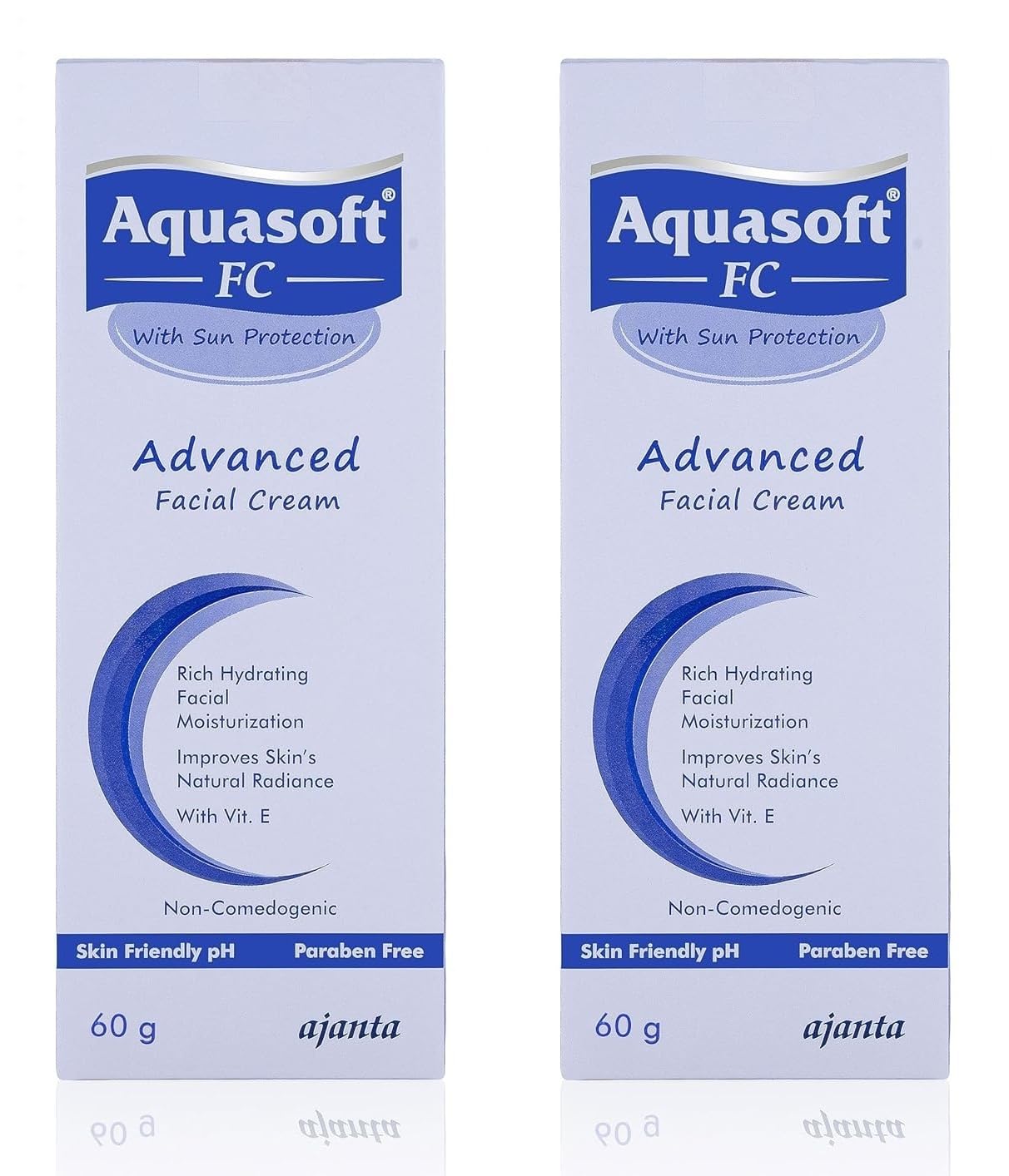 Aquasoft FC Cream 60gm – Moisturiser for deep hydration & radiance with Aquaxyl & Vitamin E Lightweight, non-greasy, paraben-free daily face cream for acne-prone skin,Pack of 2