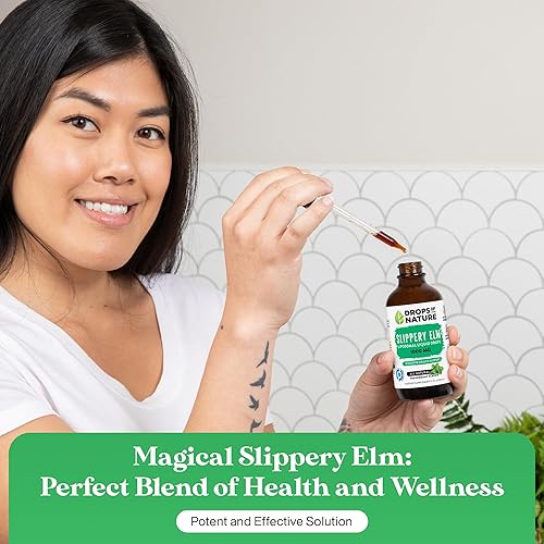 Miniatura 5 de Extracto líquido de olmo resbaladizo  Vegano, sin OMG, sin alcohol, sabor natural  Gotas de olmo resbaladizo orgánicas formuladas ultra calmante