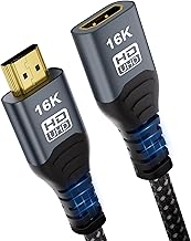 CAKOBLE HDMI Extension Cable 1 m, HDMI 2.2 Cable 96 Gbps Ultra High Speed, 16K @ 60Hz, 8K @ 240Hz, 4K @ 480Hz, HDMI 2.1 Compatible, eARC, HDR10+, HDCP 2.3, Male to Female Extension for TV Gaming