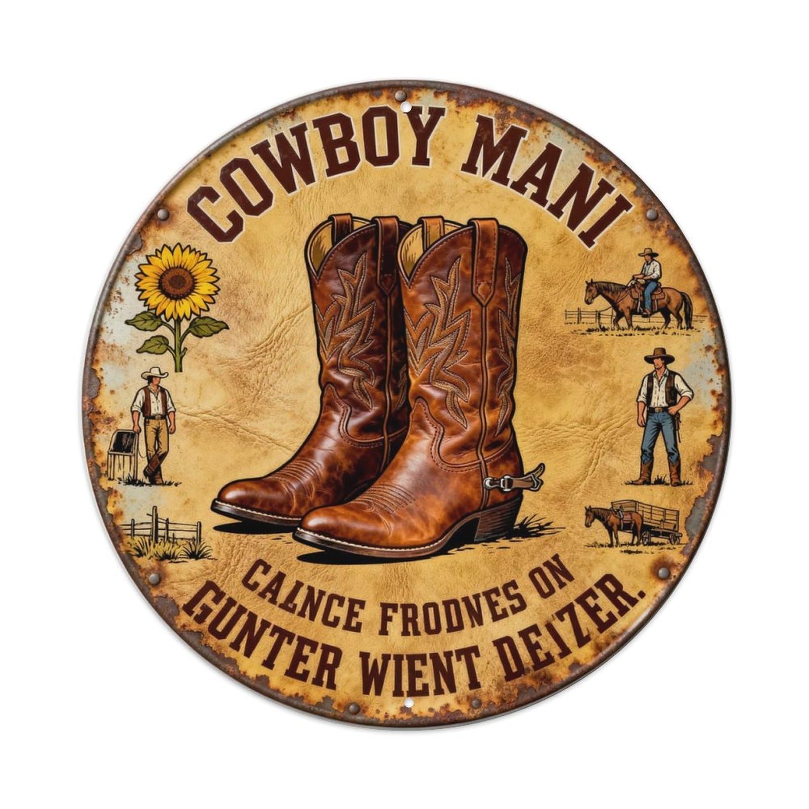 COWBOY BOOT Metal Tin Sign Plaque