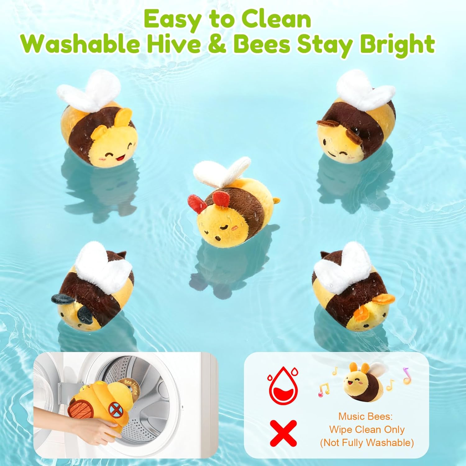 Baby Toys 6-12 Months - Soft Beehive Infant Toy with 5 Sensory Bees, Rattle, Crinkle, Squeaker, Mirror & Music, Montessori Toys for Babies 3 6 9 12 18 Months, Baby Boys Girls Christmas Birthday Gifts - Image 9