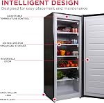 Frigidaire Upright Freezer, 6.5 cu. ft., Deep Freeze, Vinyl Coated Metal with Wire Shelving, Compact for Kitchen, RV, Dorm, Cabin, and Trailer, Platinum Design Series, Silver - 21D x 23W x 56H