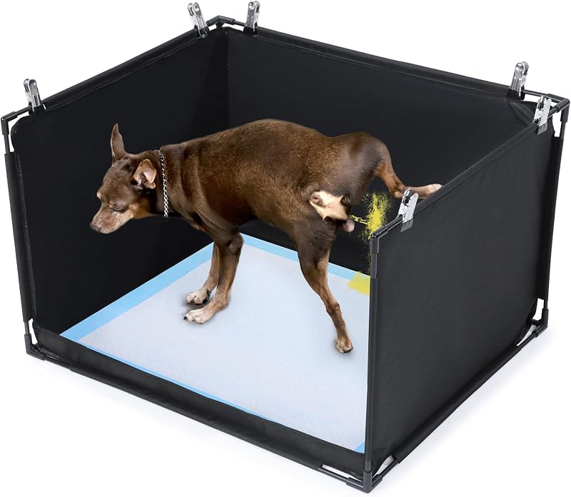 Caixa de Areia para Cães com Paredes Altas HOMBYS, Suporte para Tapete Higiênico Dobrável, Preto