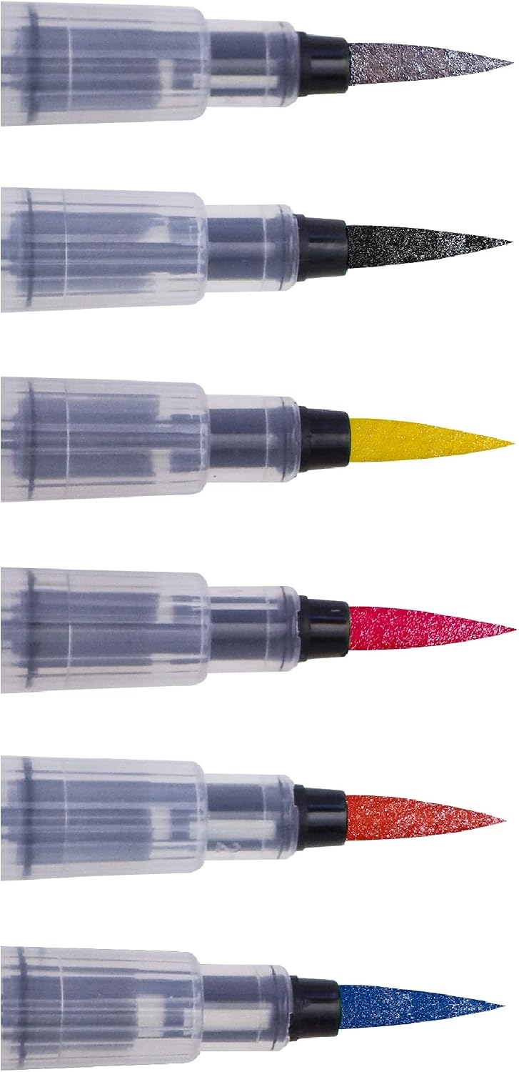 Sennelier Ink Brush Pen Set, 6-Colors, Iridescent