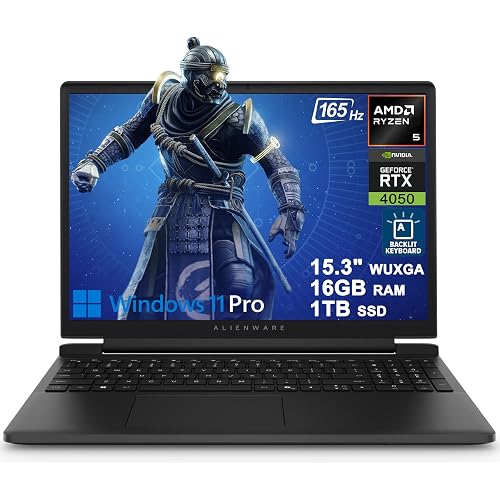 Dell Alienware 15 Gaming Laptop 15.3" WUXGA 165Hz AMD 6-core Ryzen 5 220 16GB RAM 1TB SSD GeForce RTX 4050 Type-c Backlit Win11Pro