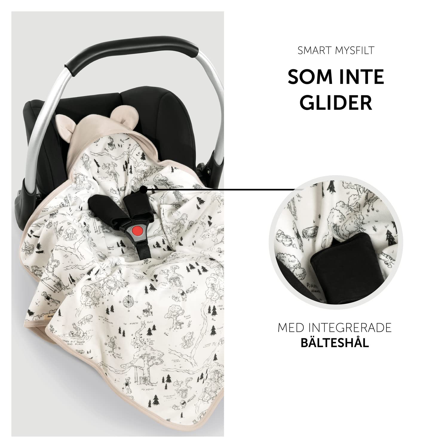 Hauck Dziecięcy Kocyk Kopertowy Snuggle N Dream, Bawełna, Uniwersalny, Fotelik Niemowlęcy, Wózek Spacerówka, Kołyska Winnie The Pooh Beige