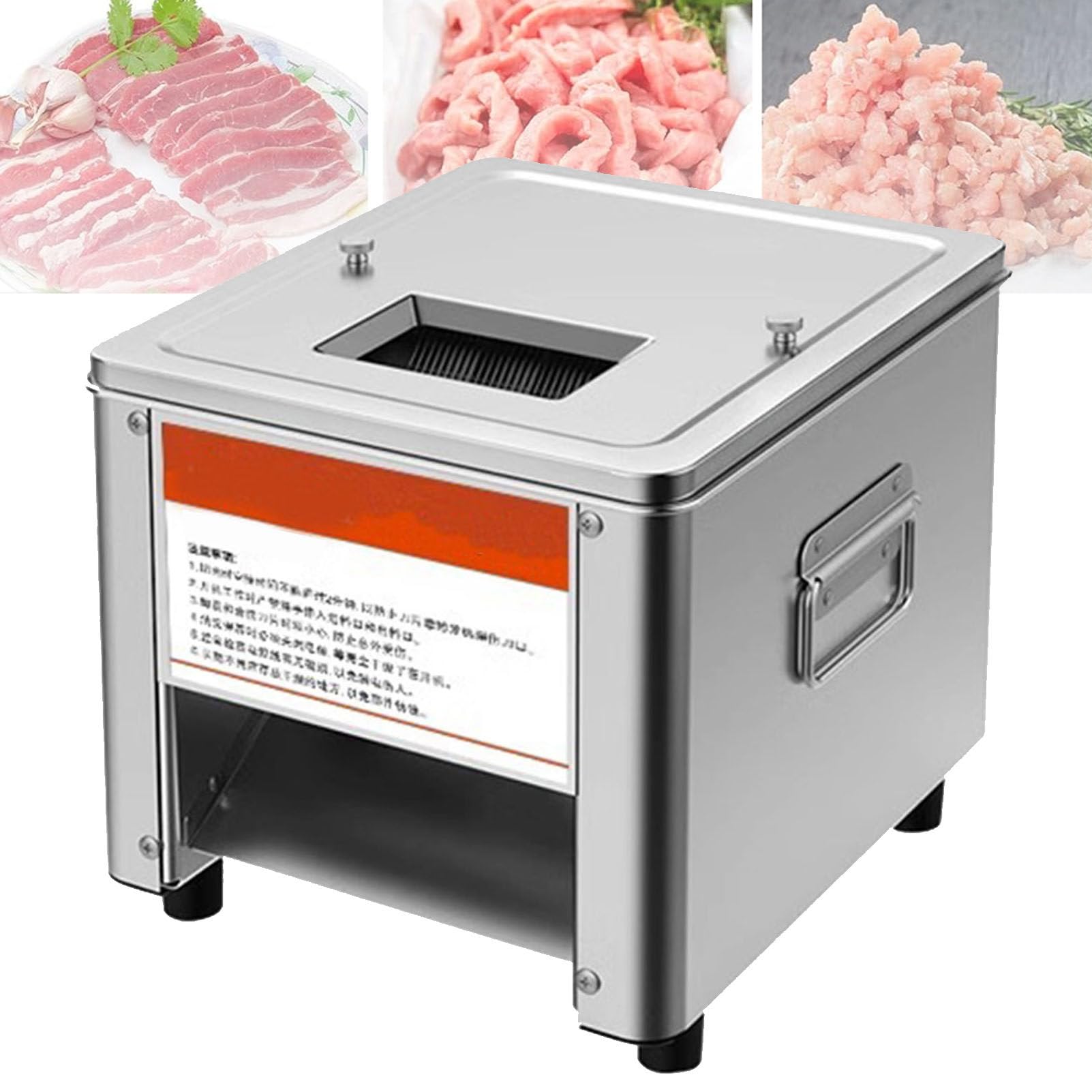 HTTGDGDH Commercial Electric Meat Slicer, Stainless Steel Chicken Fish Beef Meat Vegetable Slicer, For Slices Strips Cubes,2.5Mm,2.5mm
