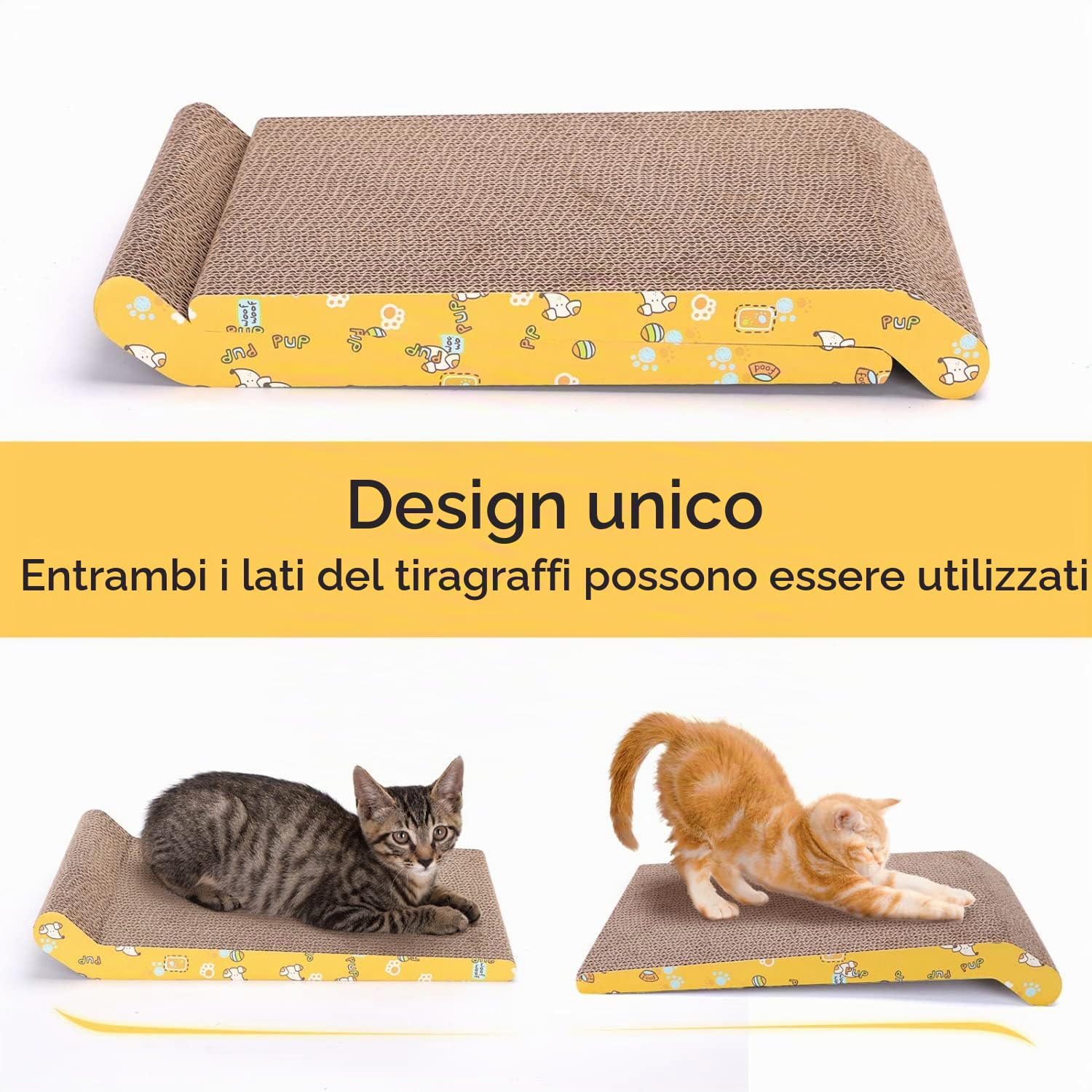 Nobleza 2 Pezzi Tiragraffi per Gatto con Canapa Naturale e Cartone Denso, Tiragraffi per Gatti Cartone Ondulato, con Sacchetto di Erba gatta in Regalo, 40 x 25cm