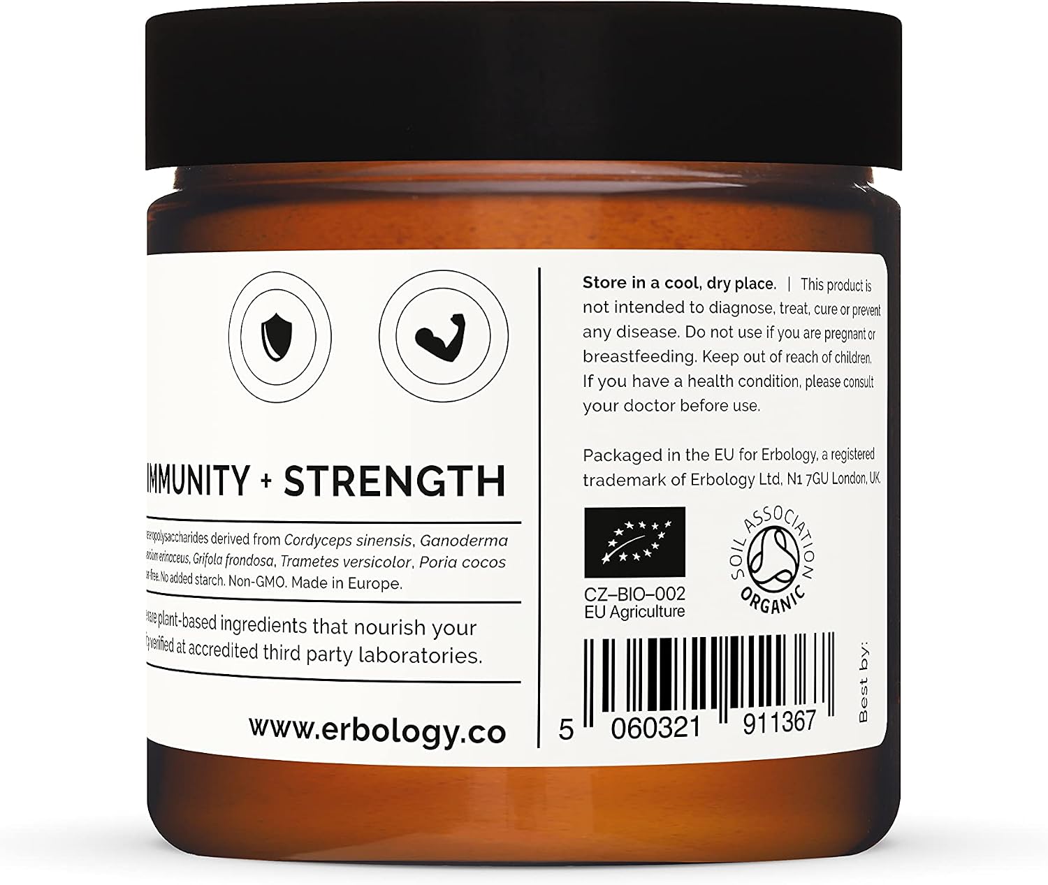 Erbology Organic Immunity Mushroom Complex 50 Servings, High in Beta-glucans, Reishi, Cordyceps, Lion's Mane, Small Batch - Image 5