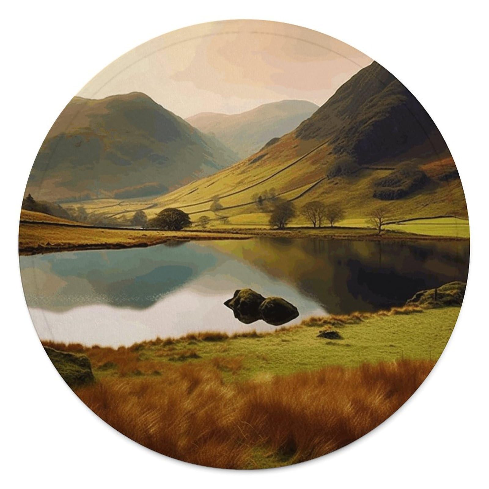 Couverture de plage ronde Lake District anti humidité, grand tapis pique-nique sans sable 150cm