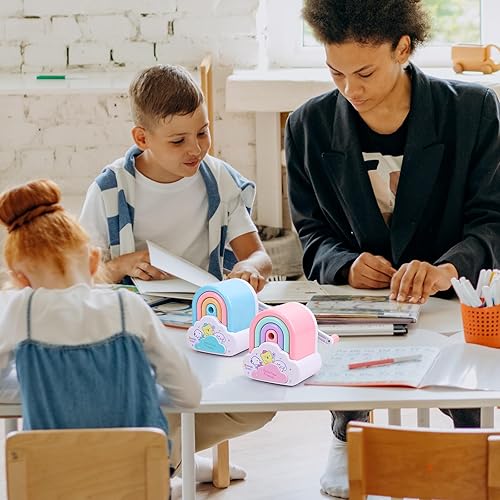Miniatura 6 de Lindo sacapuntas Kawaii, sacapuntas pequeño de mano de dibujos animados, divertido sacapuntas manual de lápiz arcoíris para suministros de oficina