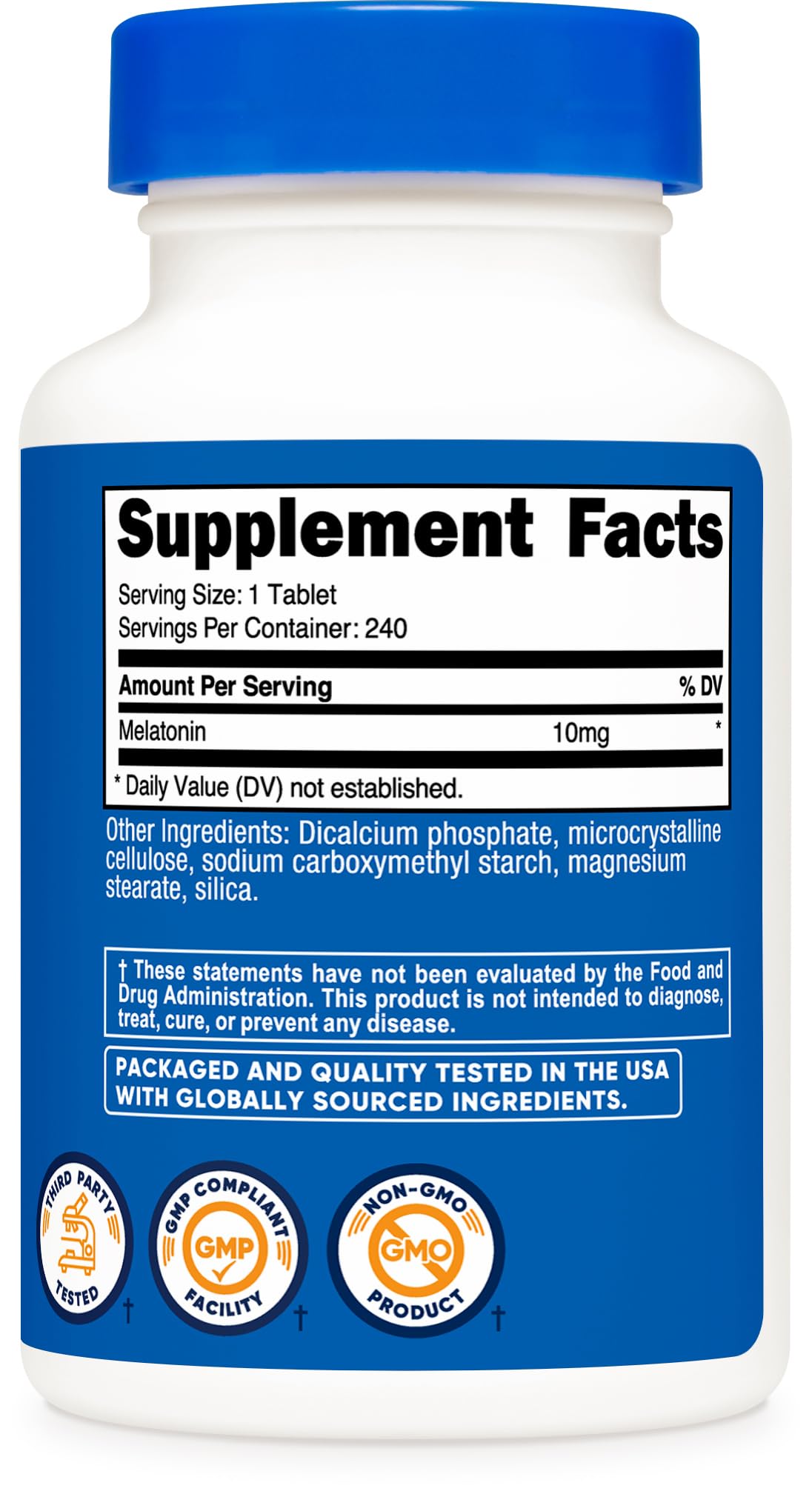 Nutricost Melatonin (10mg) 240 Tablets, Gluten-Free, GMO-Free — Amazon image 5