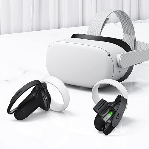 Miniatura 6 de KIWI design Funda de agarre mejorada compatible con accesorios Quest 2 con protector de apertura de batería con correas de nudillos negro