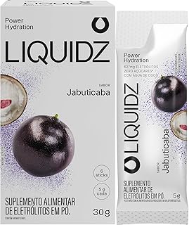 LIQUIDZ® - Eletrólitos Zero Açúcares - Sabor Jabuticaba - Kit 1 Caixa - 6 sachês