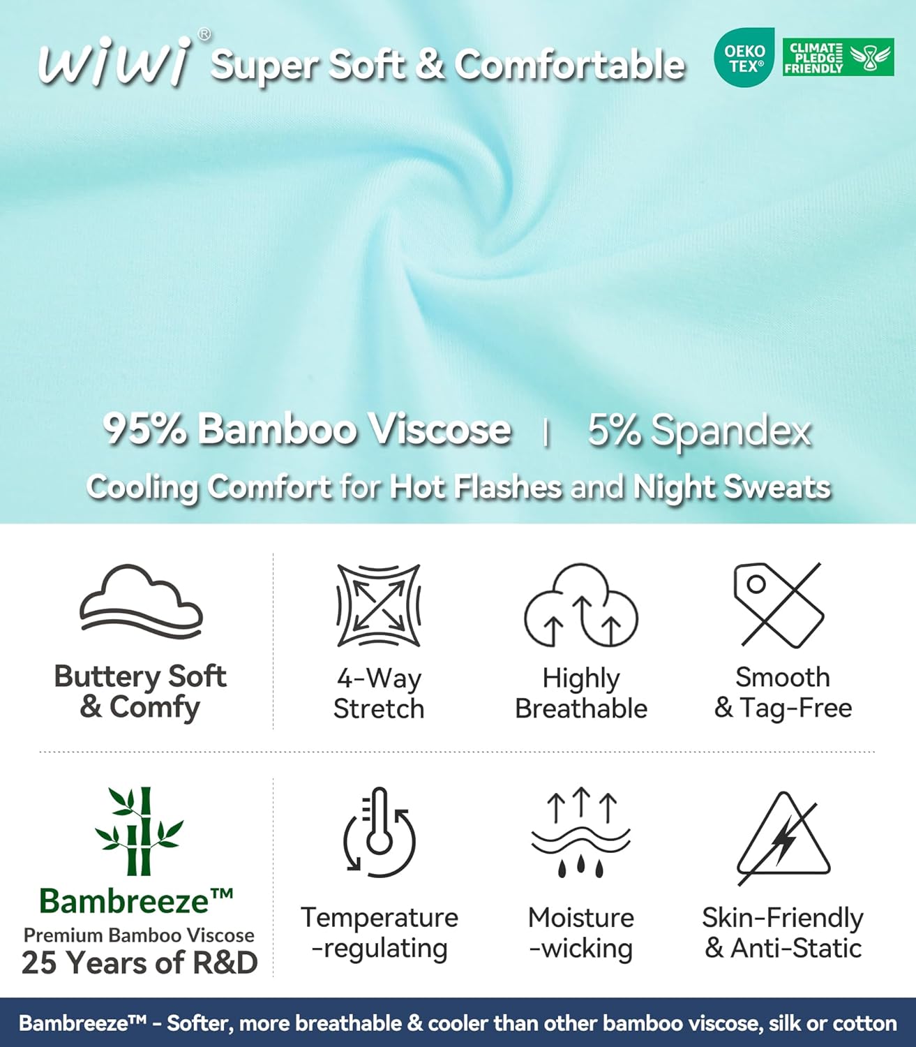 WiWi Soft Viscose from Bamboo Pajamas for Women Summer Short Sleeve Top with Shorts Pajama Set Cooling Sleepwear S-XXL - Image 6