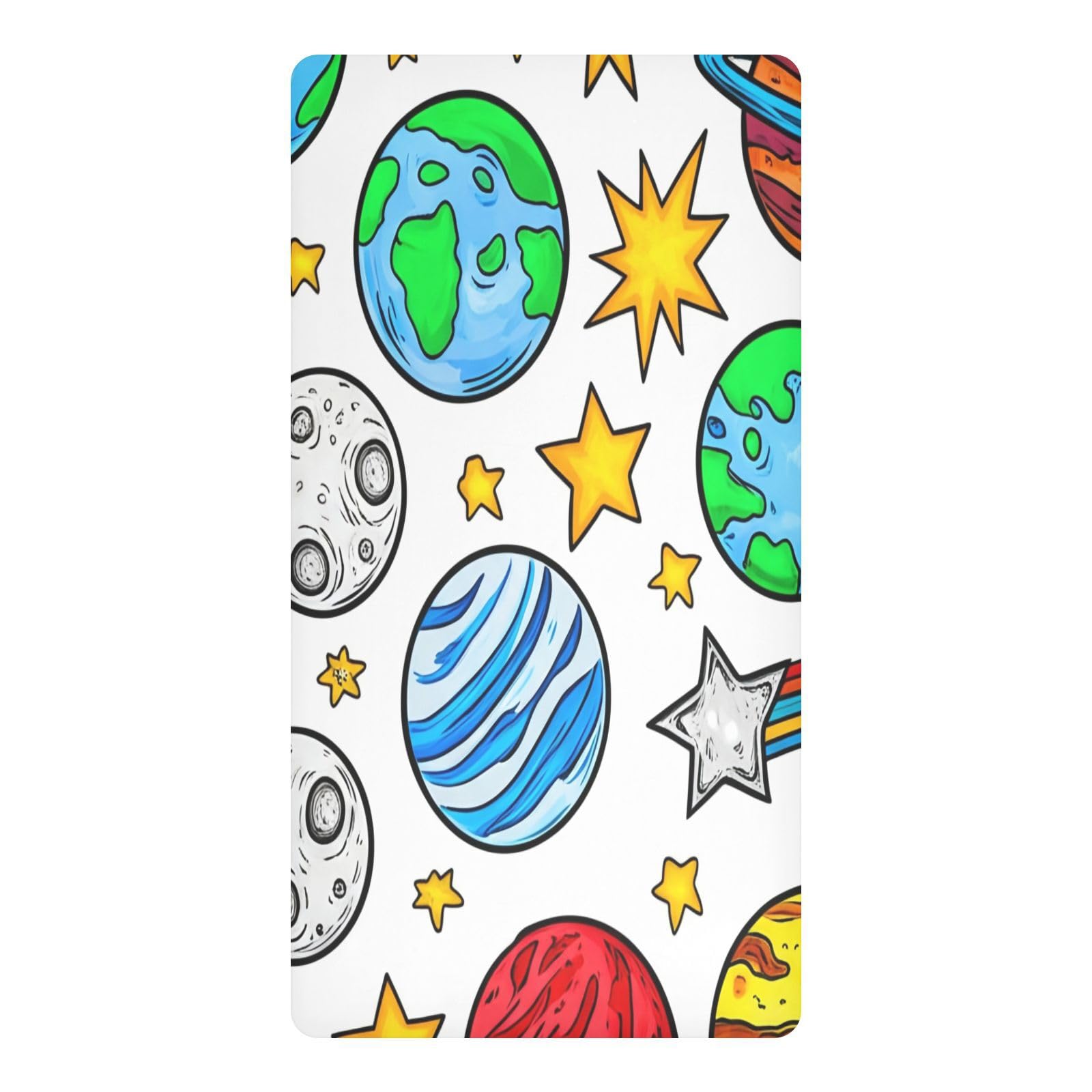 JiangGgen Cartoon Planet Baby Crib Sheet Soft Breathable Playard Sheet-S